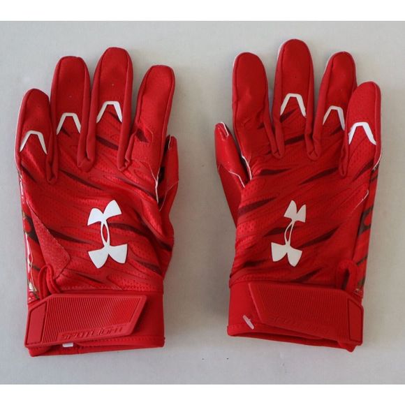 Under Armour Adult Sz XL Red Spotlight Wide Receiver Football Gloves - Picture 1 of 3